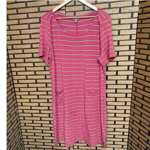 T By Talbots Pink Stripe Dress Size Large